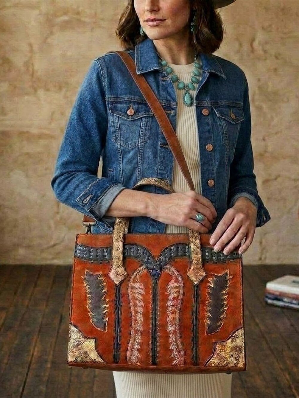 American Darling Desert Bloom Embellished Tote